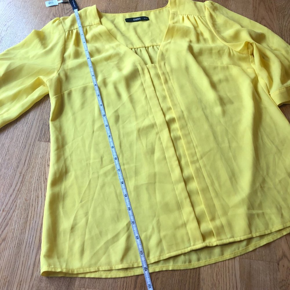 Oasis Yellow Blouse Size 10/36 - Picture 10 of 11